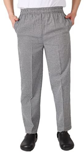 ZhuiKun Kochhose Herren Damen Bundhose Gestreift Bäckerhosen Hotelküche Elastische Taille Arbeitshose mit Tasche, Kordelzug