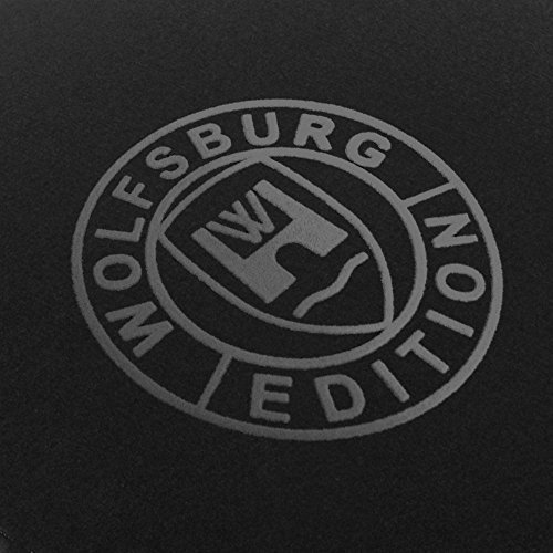 Eight-TEC Velours Schwarze Fußmatten passend für VW Golf 2 mit Logo Wolfsburg Edition WOB und Rand in dunkelgrau