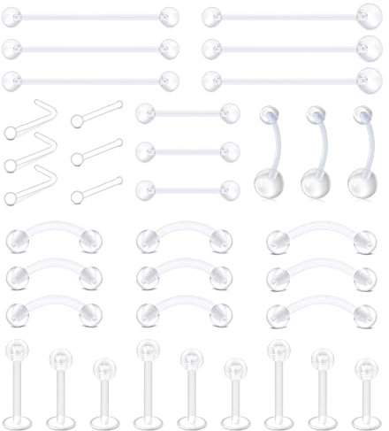 Incaton Klare Retainer aus Kunststoff für Nase, Cartilage, Ohr, Lippen, Augenbrauen, Helix Hoop, Tragus, Septum Hufeisen Piercing Rings Schmuck