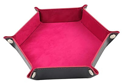 Baoblaze Dice Rolling Holder, Board Game, Storage Bowl, Foldable Multifunctional Tabletop Folding Dice Trays for Dice for Watches Party Organization Bar, Pink