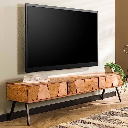 RINGO-Living Sideboard TV Lowboard Noelani, Sideboard Industrial Style TV Board, Konsolentisch rustikal, Sideboard Holz massiv, TV Schrank, Fernsehschrank Wohnzimmer & Schlafzimmer, TV Tisch Ablage