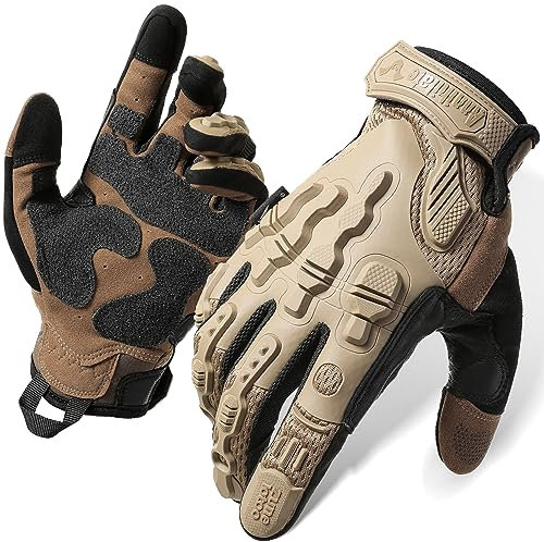 Zune Lotoo Taktische Handschuhe Militär, Paintball Handschuhe Herren Touchscreen Kompatibel, Atmungsaktive Airsoft Handschuhe Braun für Paintball Airsoft Motorrad Klettern Outdoor Activities(XL)