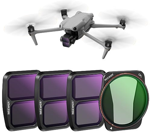 NEEWER Set di Filtri ND & CPL Compatibile con DJI Air 3, Confezione da 4 ND16 ND32 ND64 Kit Filtro Polarizzatore a Densità Neutra Accessori, Fissaggio Sicuro/Vetro Ottico HD Multistrato/Telaio Leggero