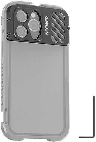 NEEWER Lens Backplane Compatible with iPhone 14 Pro Max Phone Cage PA006, Aluminum External Lens Mount with 17mm Threaded M Lens Mount Unaffected Wide Angle Shots, PA019