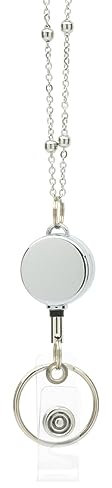 LanyardsTomorrow Kartenhalter aus Edelstahl, Umhängeband, einziehbar, mit drehbarem Metallclip, Jojo für Ausweise von LanyardsTomorrow (Silber), 1 Stück