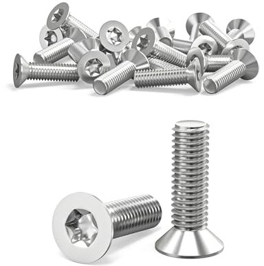 ORTAVA Lot de 20 vis à tête fraisée M6 x 20 mm, M6 Torx en acier inoxydable 304, vis à tête fraisée avec six pans creux / Torx (ISR/TX) selon la norme ISO 14581 / DIN 965, pour machines, appareils et