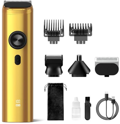Sejoy Haarschneider Herren, Trimmer/Haarschneidemaschine & Rasierer/Barttrimmer, 8 Set für Bart, Gesicht, Kopfhaar, Gold