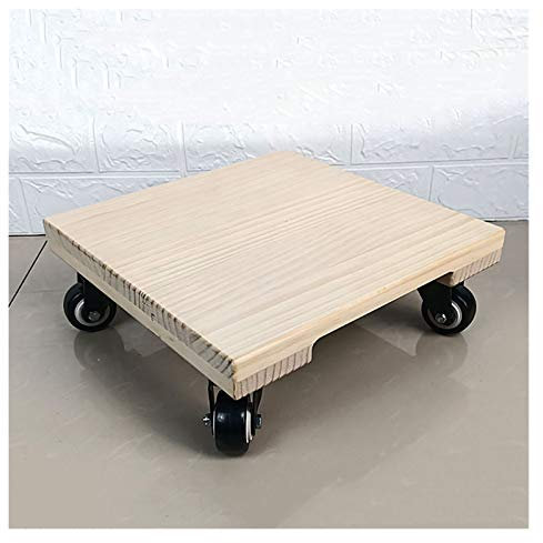 Chariot de pot de plante en bois carré, roulettes de chariot de jardinière intérieure et extérieure, dessous de verre à plateau roulant avec roues, plateau de pot de fleur mobile, palette de jardinièr