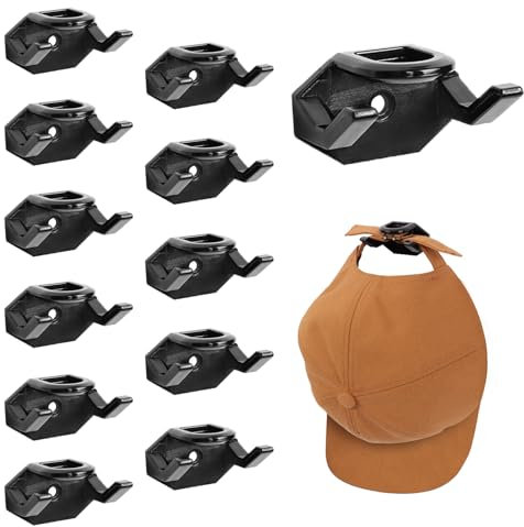 Oemmn 12 Stück Selbstklebende Huthaken Cap Halterung Wand Baseball Cap Halter Adhesive Hat Rack Display Haken Cap Organize für Verschiedene Mützen, Kopfhörer, Schals, Taschen, Schlüsselanhänger