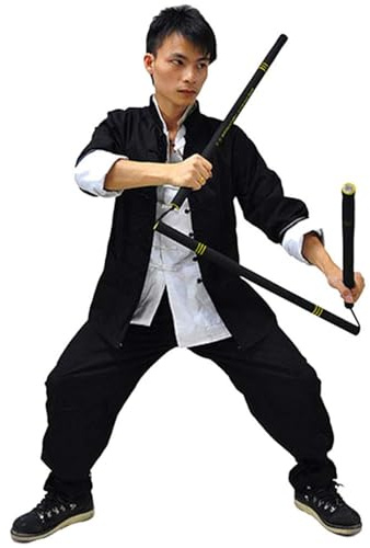 3 Piece Tai Chi Uniform Sets for Men, Kung Fu Suit, Martial Arts Clothing Coat Tops and Pants Shirt (L, Black)