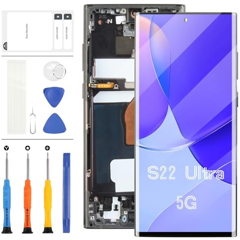 OLED Écran LCD pour Samsung Galaxy S22 Ultra 5G S908 Remplacement de l'écran pour SM-S908B SM-S908B/DS SM-S908U SM-S908U1 LCD Écran Tactile Digitizer Assemblée avec Outils(Noir Cadre)