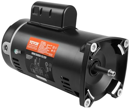 VEVOR 1.5HP 56Y Motore per pompa per piscina 115V(12.8A)/230V(6.4A) 3450RPM Fattore di lavoro 1.1 Condensatore 90μF/250V Flangia quadrata Motore sostitutivo rotante in senso antiorario per piscine
