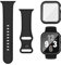 Joehwerr Cinturino 3 in 1 per Apple Watch, 44 mm, con custodia e pellicola protettiva, cinturino sportivo in silicone e custodia protettiva con vetro temperato 9H, per iWatch serie 6/5/4/SE, nero