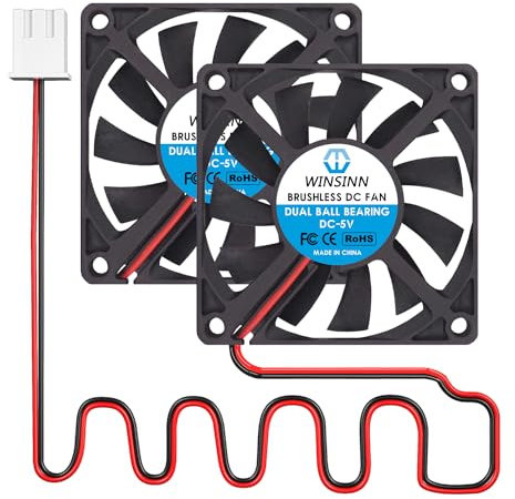 WINSINN DC 70mm Lüfter 5V 7010 Doppelkugellager 5 Volt bürstenlose Kühlung 70x10mm 2PIN (2er Pack)
