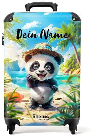 NoBoringSuitcases.com Kinderkoffer, Koffer Personalisiert, Kinder Koffer, Koffer Kinder, Kinder Reisekoffer, Reisetasche Kinder, Koffer Für Handgepäck, Handgepäck 55x40x20 cm (Panda - Tropisch)