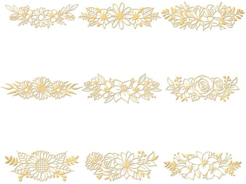 OLYCRAFT 9 Autocollant en Métal à Motif de Fleurs de 4x4cm Lys Roses Autocollants Dorés Auto Adhésifs sur Le Thème des Plantes Autocollants en Métal Doré pour Scrapbooking Bricolage Artisanat