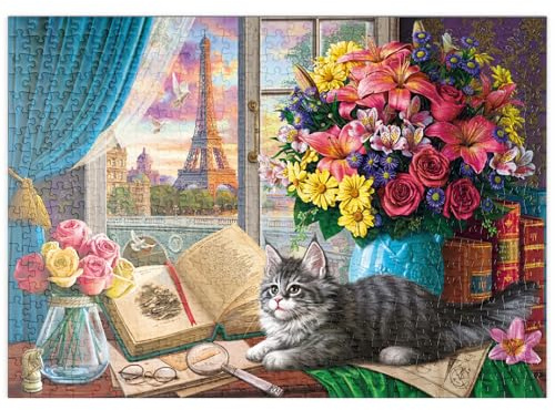 MyPuzzle Romantischer Blick auf den Eiffelturm und Paris - Premium 500 Teile Puzzle - MyPuzzle Sonderkollektion von Puzzle Galaxy