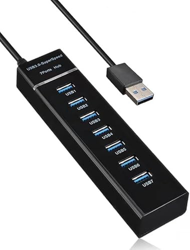 USB 3.0 Hub, 7-Port USB Data Hub Splitter für Laptop, PC, MacBook, Mac Pro, Mac mini, mehr USB Geräte-4FT (1x 3.0 Port + 6X 2.0 Ports)