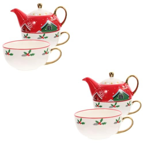 Cabilock 2 Juegos Juego de taza y plato de Navidad taza de de navidad teteras para té suelto tazas navideñas christmas mug tazas de espresso taza de de viaje taza para beber