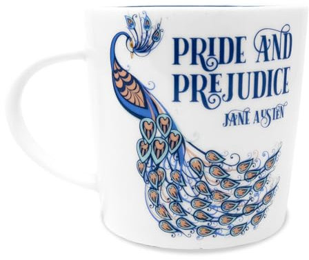 Steel Mill & Co – Tasse à café/thé en céramique avec poignée pour club de lecture, 414 ml, tasse à café sur le thème de la lecture, fierté et préjugés