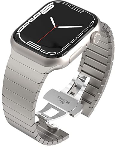 Fullife Cinturino di ricambio compatibile con Apple Watch da 42 mm (serie 10), 41 mm, 40 mm, 38 mm, in acciaio inox, per iWatch Ultra 2/Ultra Series 10, 9, 8, 7, 6, SE 5, 4, 3, 2, 1, titanio