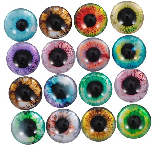HAWILLOSCH 50pcs Eye Glass Patch Hemisphere Pattern DIY Jewelry Material Glass Patches for Crafts