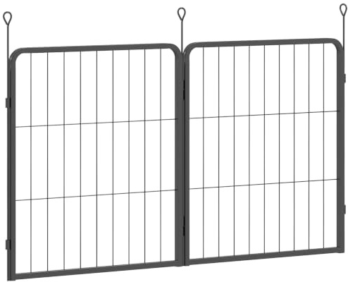 PawHut Dog Pen Portable Detachable for Small Dogs 60cm Tall Black | 2 Panel Puppy Pen