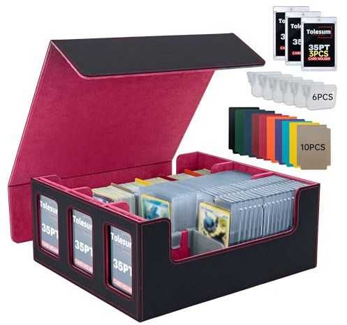 Tolesum Commander Deck Box per MTG con 3 pezzi 35PT Magnetic Card, Scatola per carte da 1800+ con 10 divisori e 6 clip per recinzione, Fits 3 x 4 Toploader Scatola per carte da collezione Magic TCG
