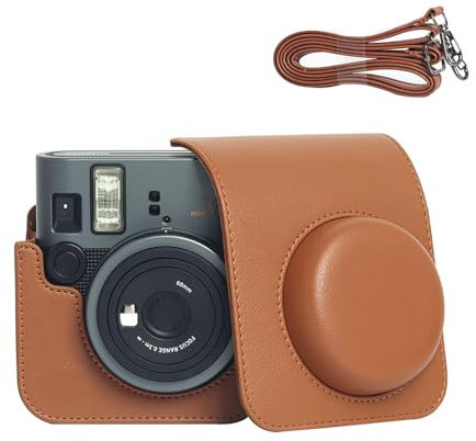 Hesupy Carrying Case for Instax Mini 41, Retro Camera Bag Storage Protective Cover with Shoulder Strap, PU Leather Case Portable Travel Organizer for Wide EVO Instant Camera (Brown)