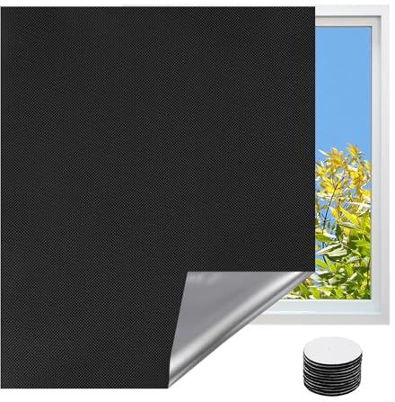 Blackout Fabric, Blackout Window 100 x 145 cm, 100% Blackout Film Window Blackout Fabric , No Drilling, Blackout Roof Window for Skylights, Bedroom, Children's Room, Van