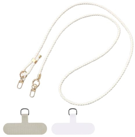 Omnikryp Handykette Universal, Handykette Universal zum Umhängen, Einstellbares Handyband, Handy Halsband mit 2 Patches, Geflochtenes Leder Handy Lanyard, für Alle Smartphone