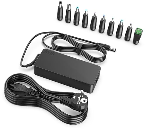 shefor Cargador 12V 5A Universal Alimentación con Conector 5,5 x 2,1 mm y 10 Puntas de Enchufe de CC para Tiras de Luces LED, cámaras, Pantallas de PC, monitores, Altavoces y Otros Dispositivos