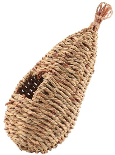 Sirxlevcy Garden Handing Birds Nest Box Breeding Nest Grass Hand Woven for Outdoors Hanging