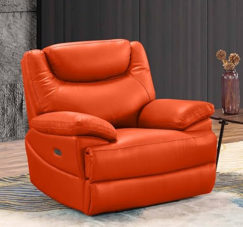 Mapo 3581 Relaxsessel elektrisch verstellbar | 1-Sitzer Fernsehsessel aus Comfort Leder | Ergonomischer Heimkino Sessel mit Kopf- & Fußstütze, Vollleder, bis 160 kg belastbar | Terracotta (Leder)