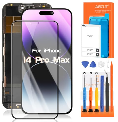 AGCUT OLED LCD Display for iPhone 14 Pro Max LCD Screen for iPhone 14 Pro Max A2894 A2651 A2893 A2895 6.7 inch Screen Replacement 3D Touch Digitizer Touchscreen Assembly with Repair Tools, Black