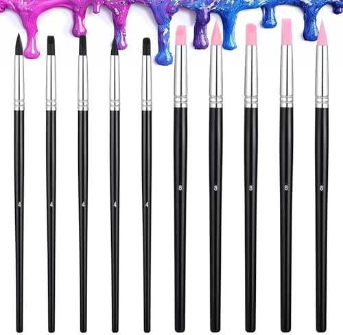 10 Pcs Professional Silicone Paint Brush Small Silicone Brushes for Resin Rubber Paint Brush Clay Sculpting Tools for Sculpting Pottery Handicraft Nail Art Artwork Gouache Acrylic Paints