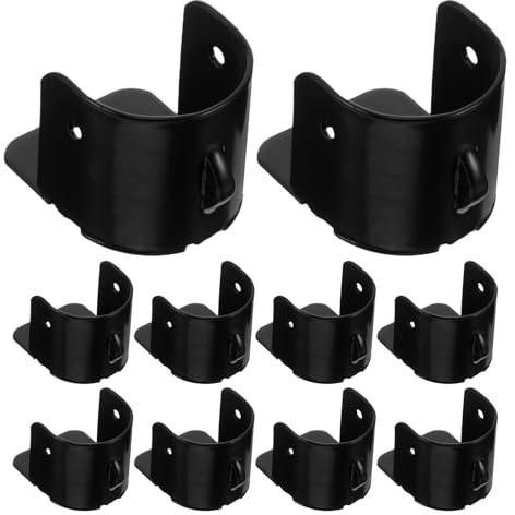SHINEOFI Lot de 10 Supports Métalliques Noirs de U pour Tringle à Rideaux, Fixation Plafond Robuste pour Barre, Accessoires Polyvalents pour Salle de Bain, Dressing et Bureau