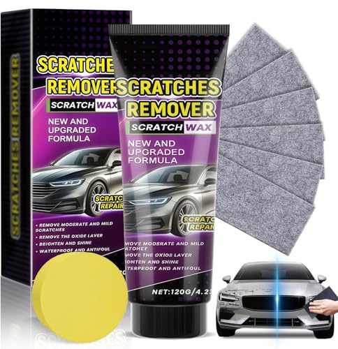 Car Efface Rayure Carrosserie Polissage, Efface Rayure Voiture Car Scratch Remover Avec 120ML Pâte Polissage & 6 Chiffons Nano & Eponge,polish voiture rayure Pour Rayures et éraflures Sur Carrosserie
