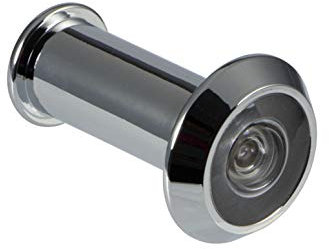 Türspion Messing verchromt Sicherheit Tür-Guckloch für Haustüren & Wohnungseingangstüren | Echt-Glaslinse | Bohrloch Ø 14 mm für Türstärke 35-53 mm | Weitwinkel 200° | 1 Stück - Türgucker Chrom