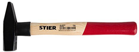 STIER Schlosserhammer Robust, 300 g, mit Stielschutz, DIN 1041, Eschenstiel, hohe Qualität, Abrisshammer, Hammer