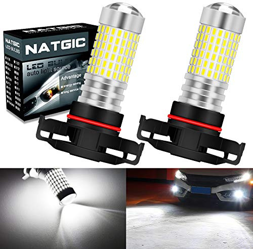 NATGIC PSX24W 2504 Lampadine Fendinebbia a LED Xenon Bianco 3000LM 3014 SMD 144-EX Chipset con Proiettore per Obiettivo Auto Fendinebbia Fendinebbia 12-24 V (2-Pack)