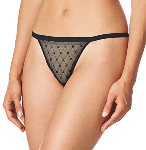 DKNY Damen Monogram Mesh Thong Tangahschen, Schwarz, M EU