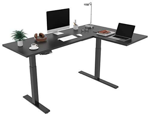 FLEXISPOT E1LB Winkelschreibtisch Eckschreibtisch elektrisch höhenverstellbar Bürotisch mit 2 Motoren (160x100 cm, Schwarz)