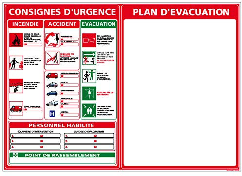 Signalétique.biz France - Panneau Plan d'Évacuation - Affiche pour entreprise - Protection anti-UV - Dimensions 210x300 mm - Aluminium 2 mm