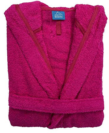 Alpes Blanc - Peignoir de Bain Capuche Hommes et Femmes - 100% Coton 450g/m² - Séchage Rapide, Absorbant et Toucher Doux - Fuschia - Taille M