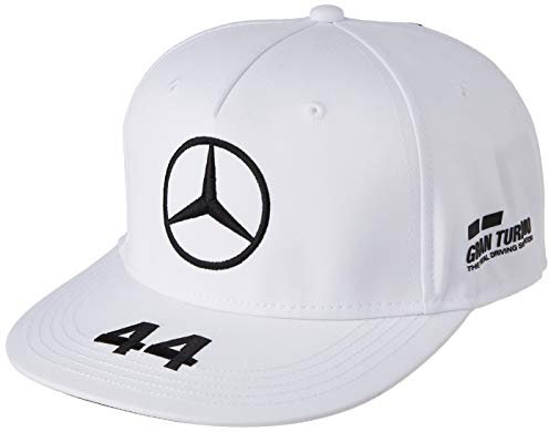 Mercedes-AMG Petronas Unisex Lewis Flat Cap Baseballkappe, Weiß, Einheitsgröße