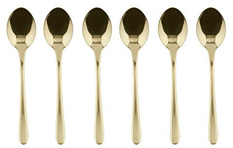 Sambonet - Taste Set di 6 Cucchiaini da Caffè in Acciaio Inox, Cucchiai da Dessert finitura PVD, Lavabili in lavastoviglie, Champagne