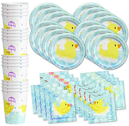 Rubber Ducky Birthday Party Supplies Set Plates Napkins Cups Tableware Kit for 16