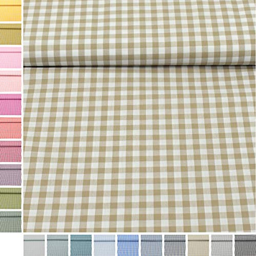 MAGAM-Stoffe Mona Vichy-Karo groß Baumwollstoff Oeko-Tex Meterware 50cm (18. Beige-Sand)