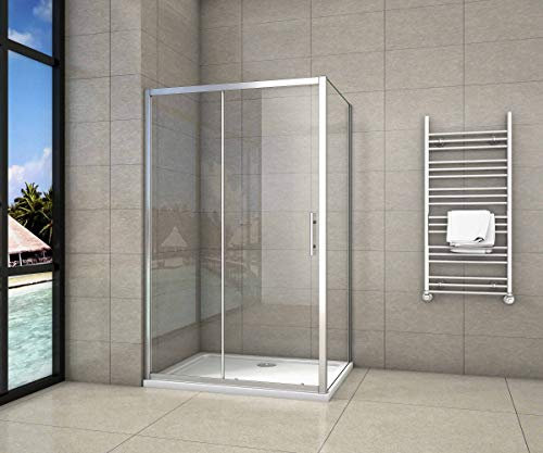 AICA SANITARIOS Cabina de Ducha Rectangular Puerta Corredera Cristal Templado 5 MM 120x70x185cm